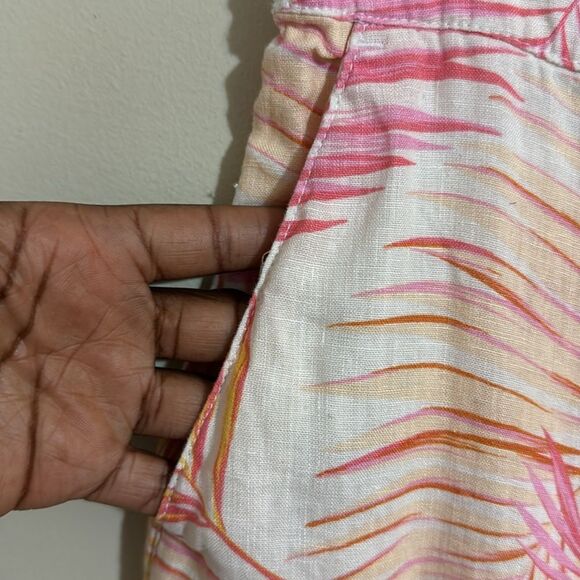 Tahari Multicolor Print Wide Leg Linen Pants size M Resortwear Cruise Vacation - Picture 5 of 9